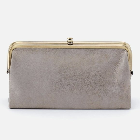NWT New Hobo Lauren Clutch Wallet Granite Gold Leather Retired Rare